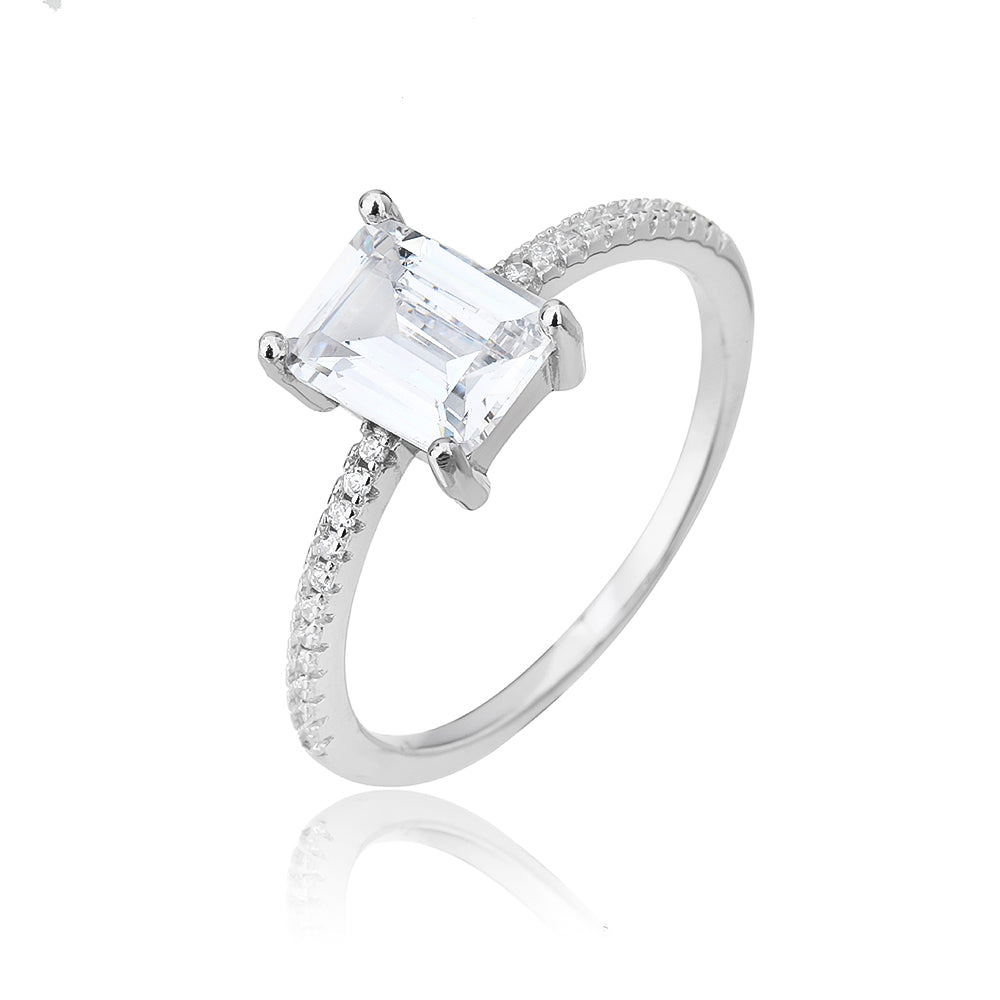 טבעת כסף אבן מרובעת ZSI614-1