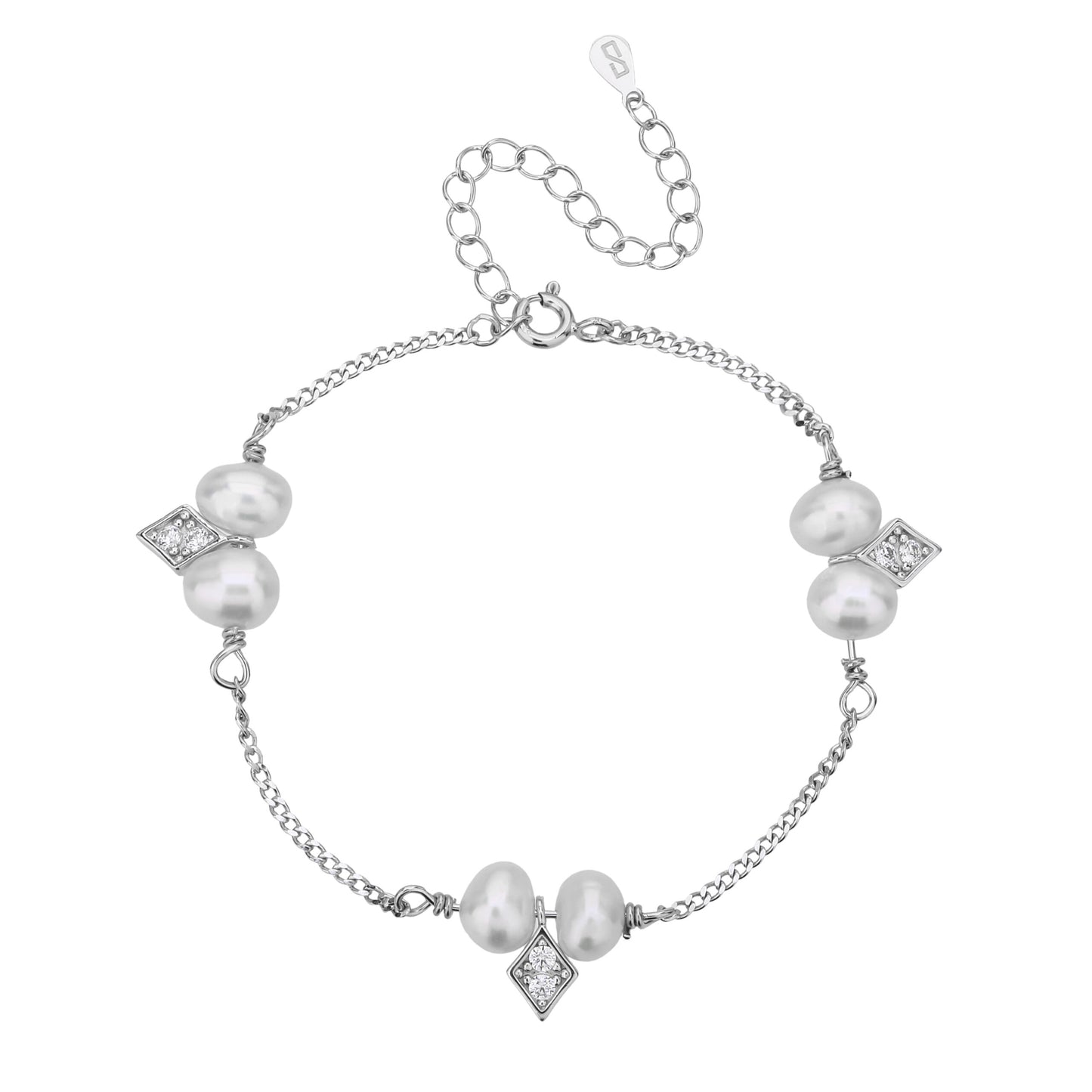 צמיד כסף פנינים FLSI7013-1