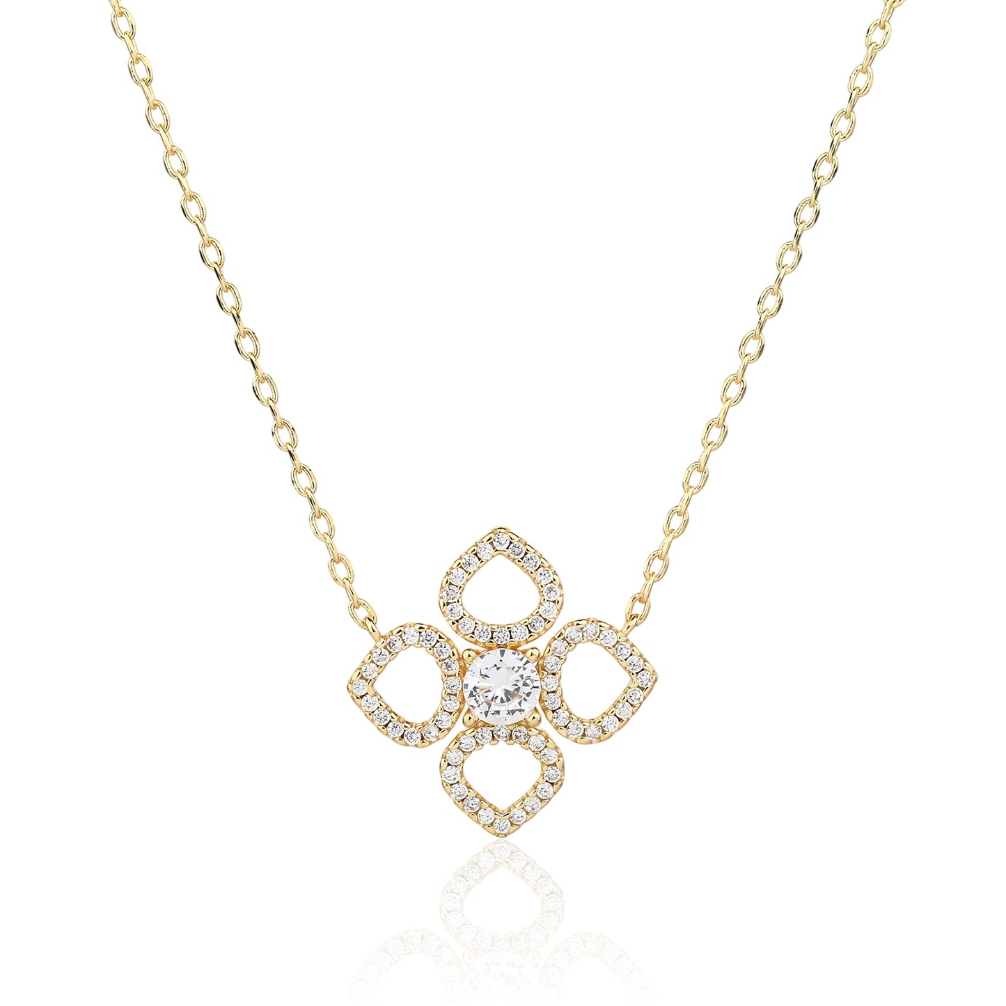 שרשרת זהב בעיצוב פרח יוקרתי משובץ ZSI923-3