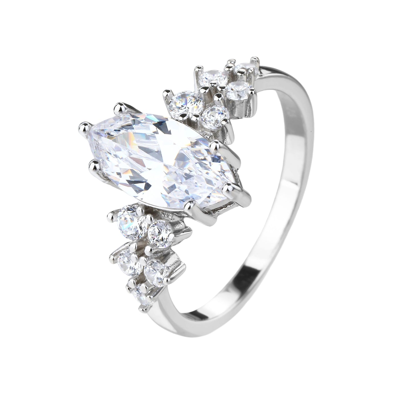 טבעת כסף משובצת אלגנט KSI8010 -1