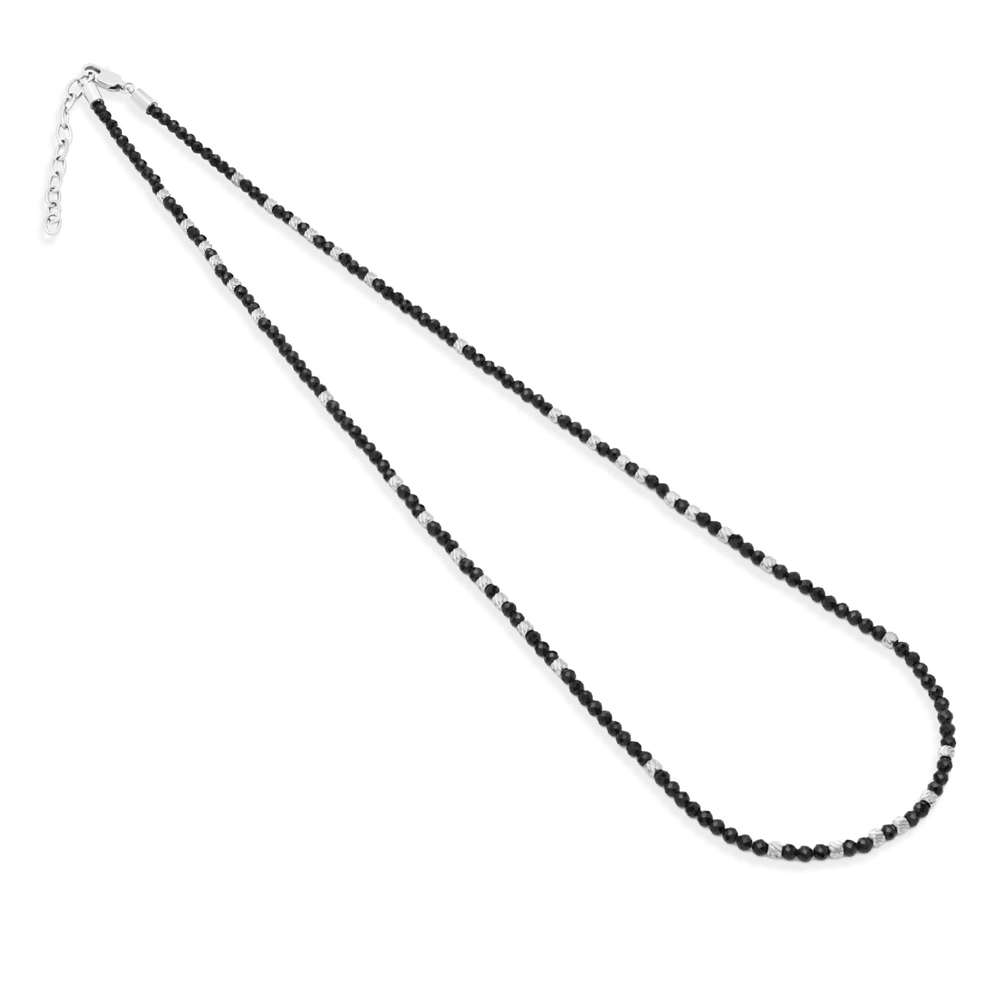 שרשרת חרוזים שחורים וכסף ESI819-1