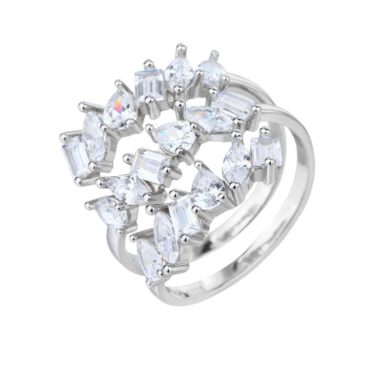 טבעת כסף מעוצבת משובצת KSI6084-1