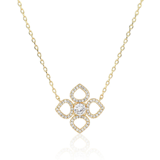 שרשרת זהב בעיצוב פרח יוקרתי משובץ ZSI923-3