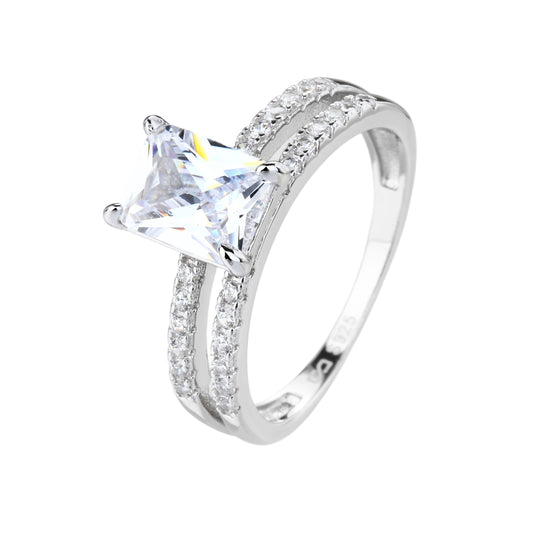 טבעת כסף משובצת כפולה עם אבן מרכזית KSI8020-1