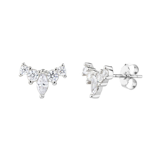 עגיל כסף צמוד משובץ אלגנט KSI8013-1